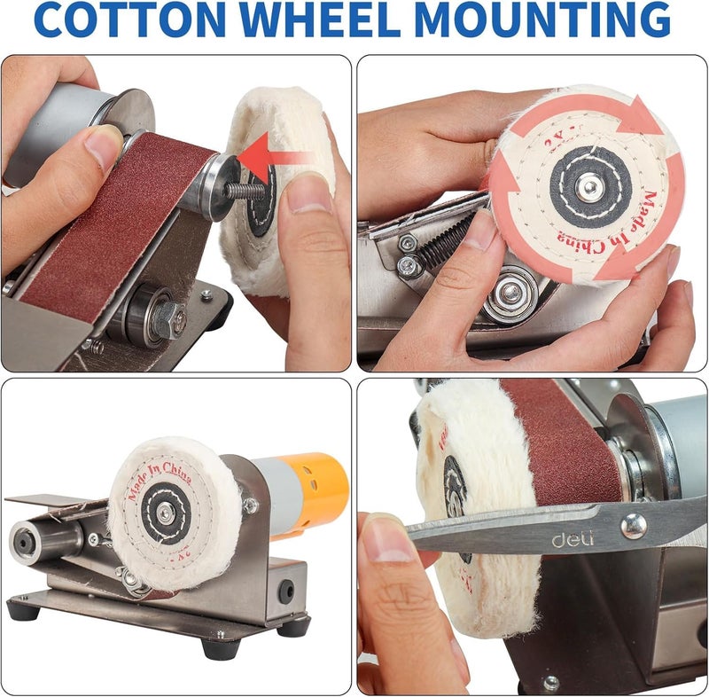 SI FANG Soft Cotton Buffing Polishing Wheel for Mini Electric Belt Sander Bench Grinder, 3 inch (50 Ply) Extra Thick Colth Buffing Wheel for Metal Alloys Stone Ceramics Glass Wood Waxing (1PC) - Image 3